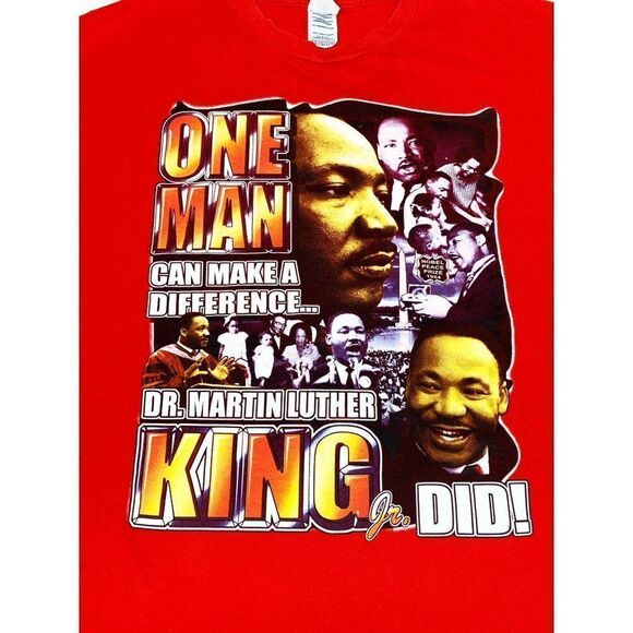 Vintage Y2K MLK T-Shirt Red 2XL Martin Luther King Jr Rap Tee Front and Back - Picture 3 of 10